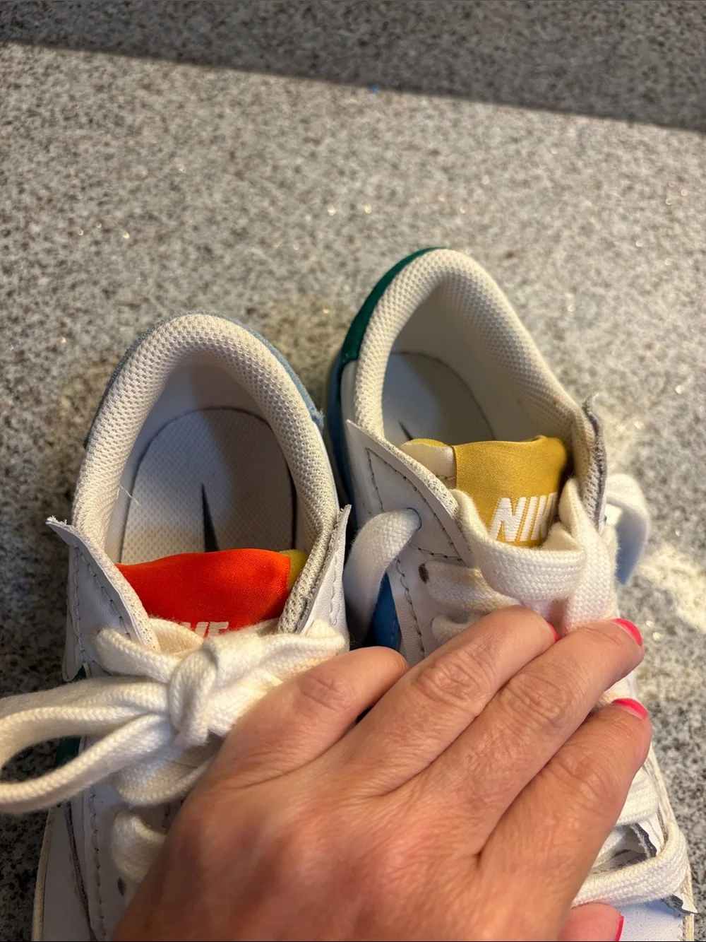 Women's Nike White Sneakers with multi color accents